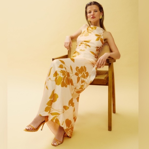 NWT Reformation Anaiis Silk Maxi Dress Size 0 - Maracuya - Picture 4 of 9